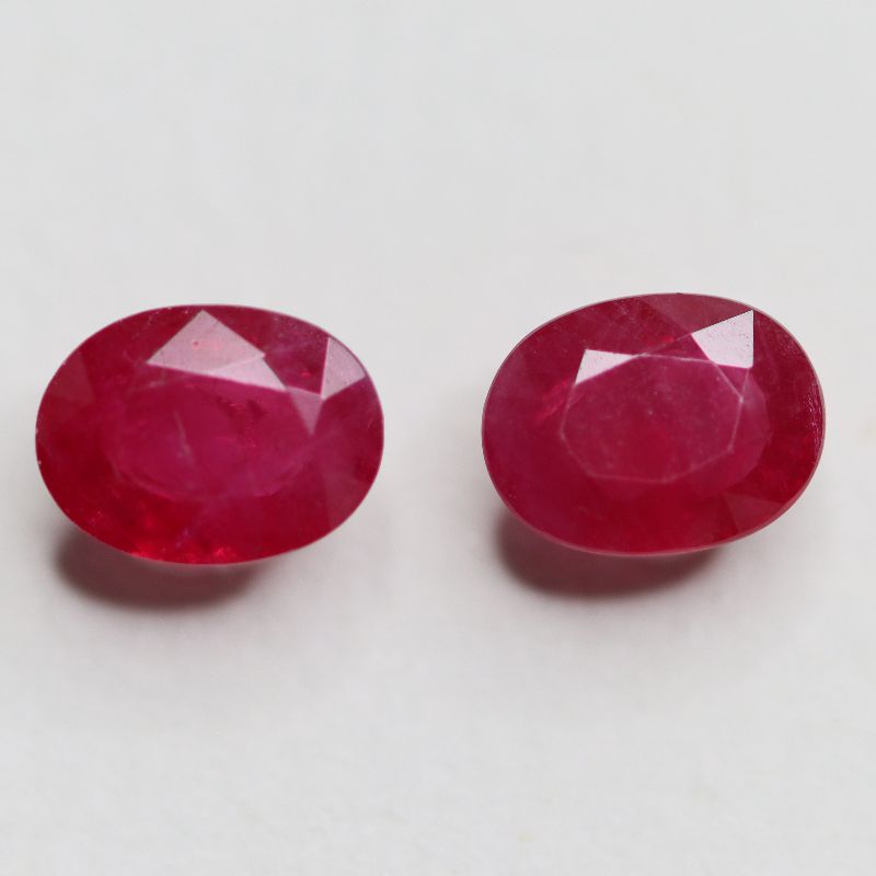 RUBY 8X6 FACETED OVAL 3.09CT PAIR