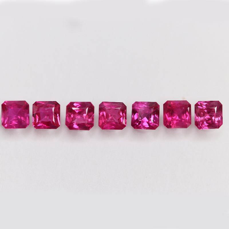 RUBY 3.5MM FACETED OCTAGON/RADIANT 1.86CT SET OF 7