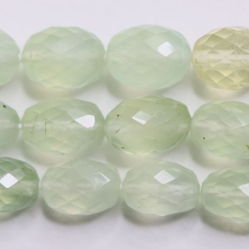PREHNITE BEAD STRING 9X5 FACETED OVAL