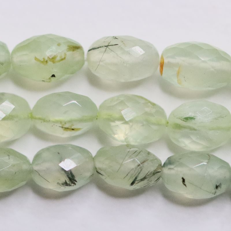 PREHNITE BEAD STRING 7X5 FACETED OVAL