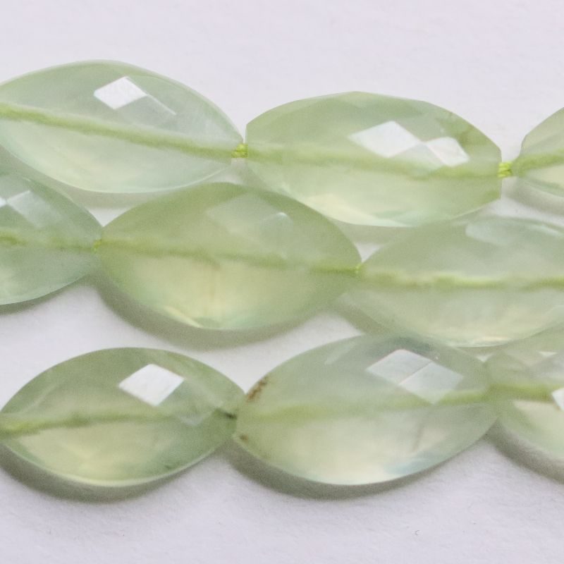 PREHNITE BEAD STRING 14X5 FACETED MARQUISE