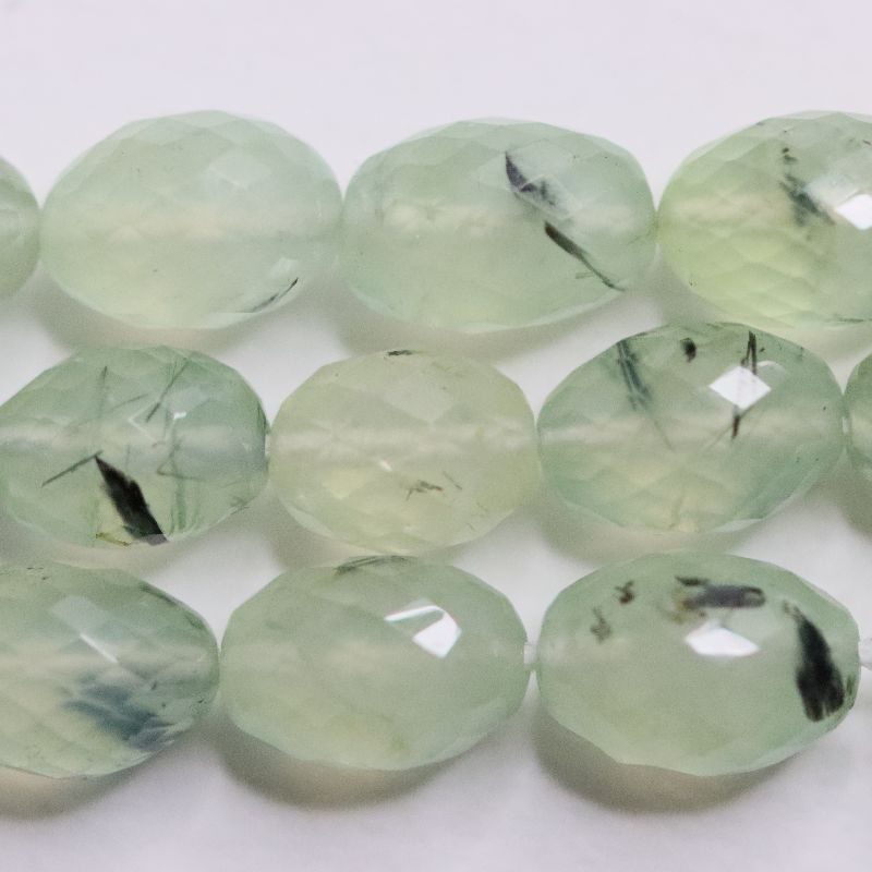 PREHNITE BEAD STRING 11X7 FACETED OVAL