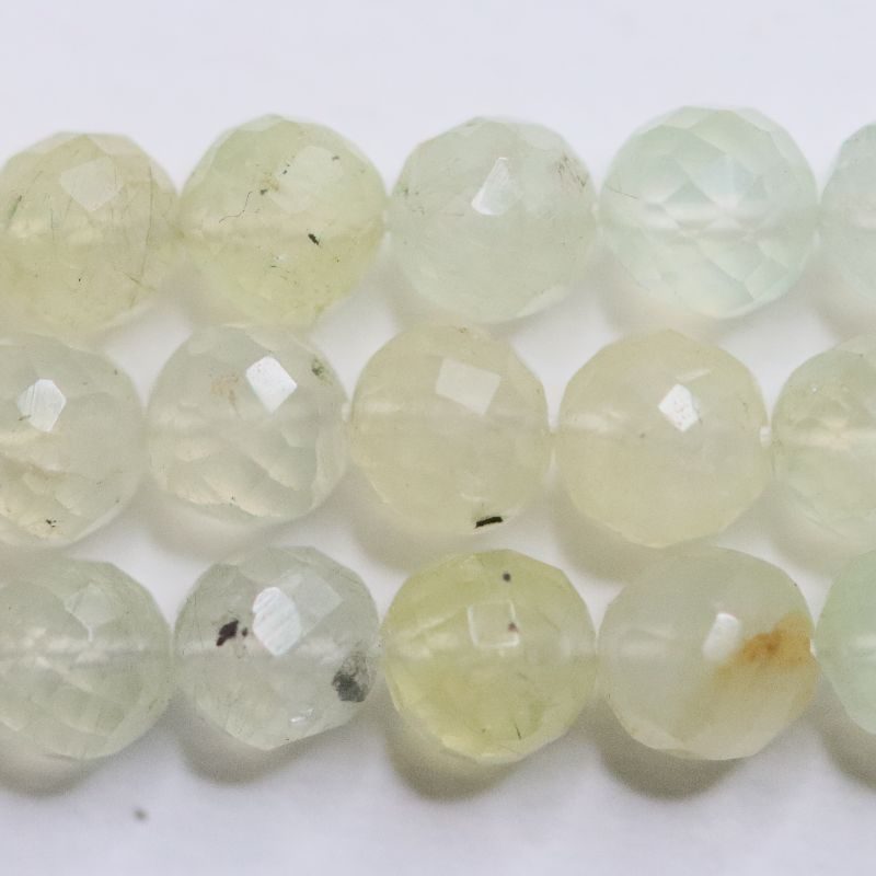 PREHNITE BEAD STRING 6.5MM FACETED ROUND