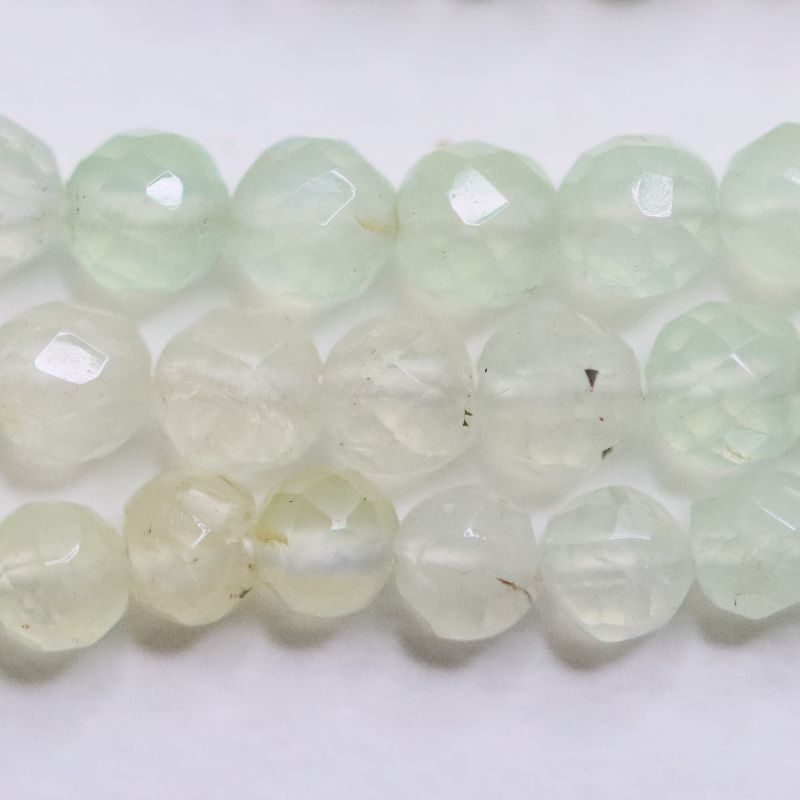 PREHNITE BEAD STRING 4.5MM FACETED ROUND