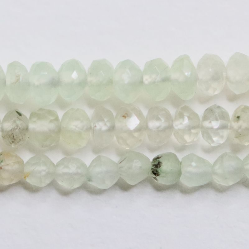 PREHNITE GRADUATED BEAD STRING 3MM-5MM FACETED ROUND