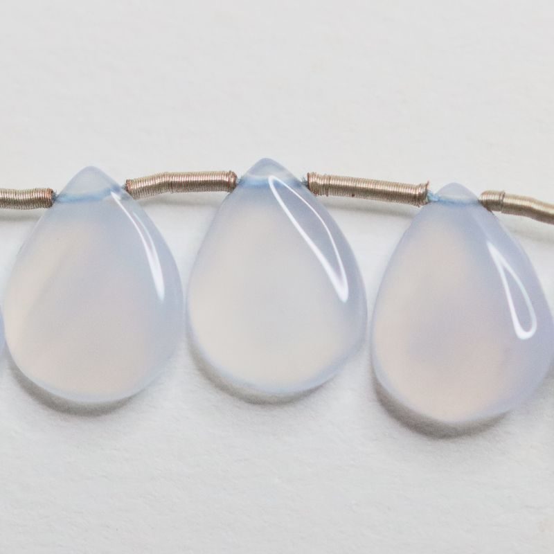 CHALCEDONY BEAD THROUGH DRILLED 10X8 CABOCHON TEARDROP STRING