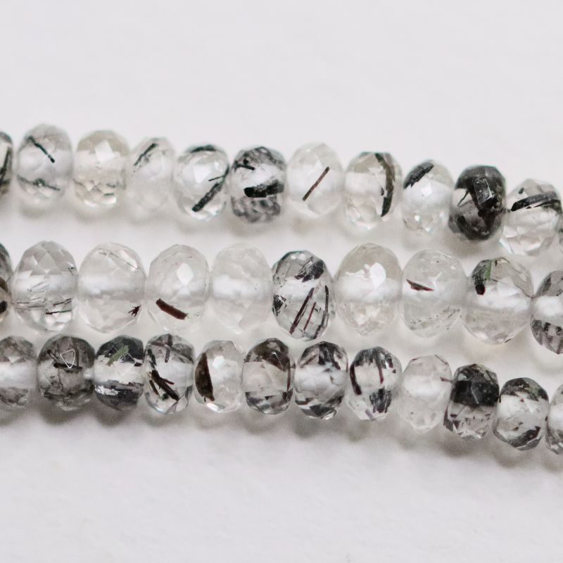 TOURMALATED QUARTZ BEAD 3MM FACETED ROUND STRING