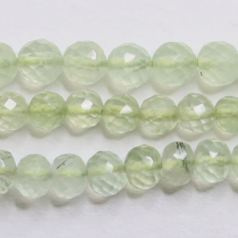 PREHNITE BEAD STRING 4MM FACETED ROUND
