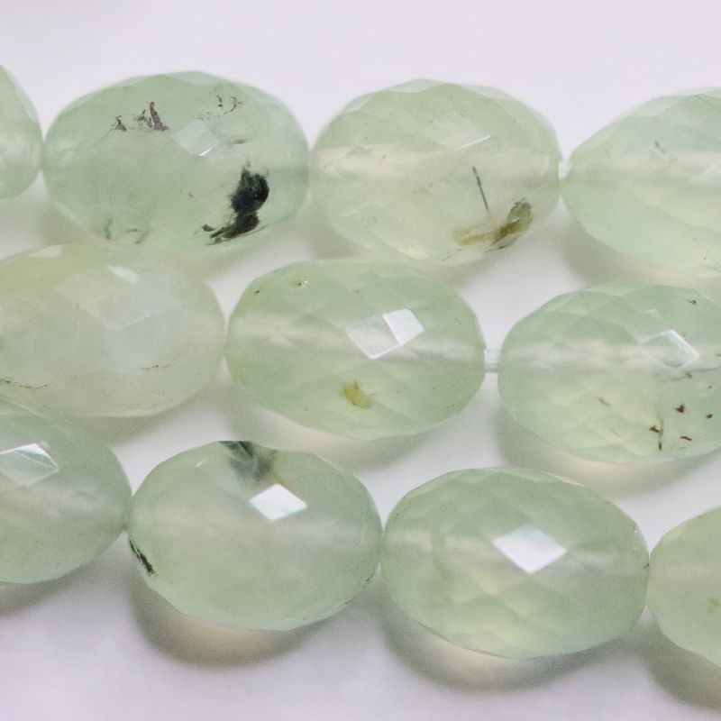 PREHNITE BEAD STRING 10X7 FACETED OVAL