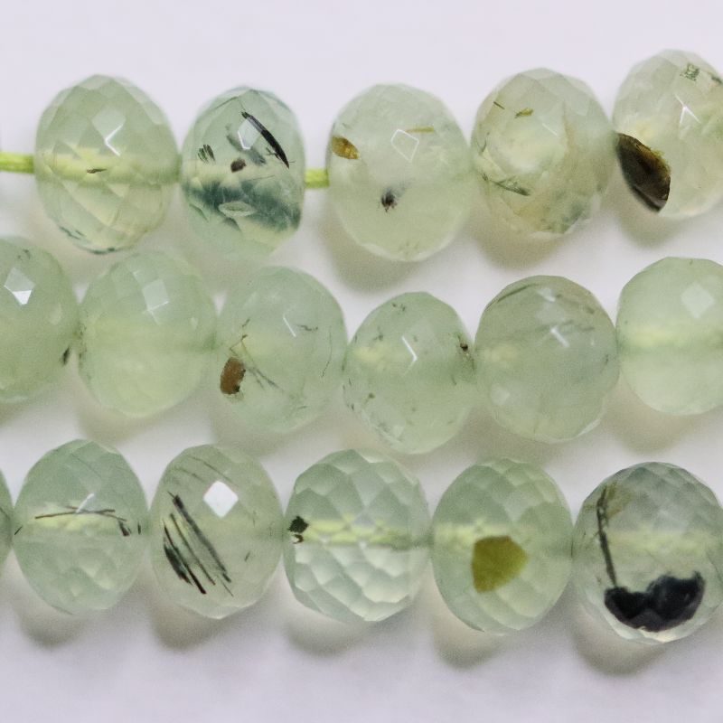 PREHNITE BEAD STRING 7MM FACETED ROUND