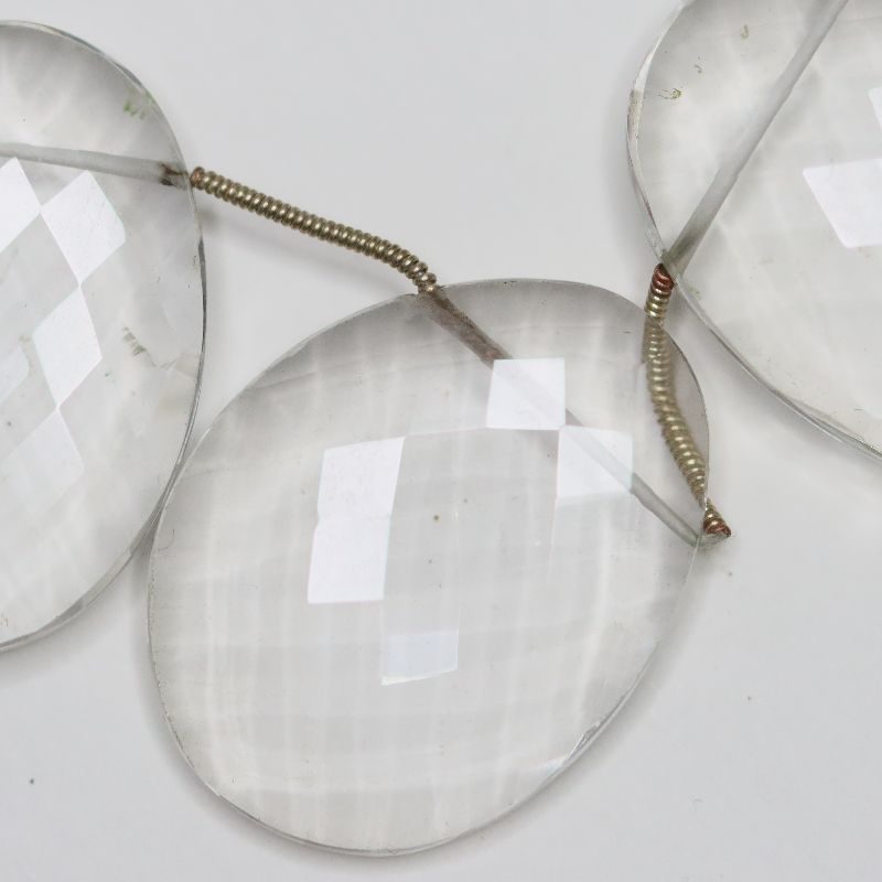QUARTZ GRADUATED BEAD STRING 27.5X21-35.5X27 FACETED OVAL