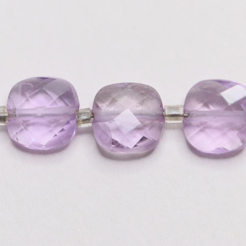 AMETHYST LIGHT 8MM FACETED STRING CUSHION