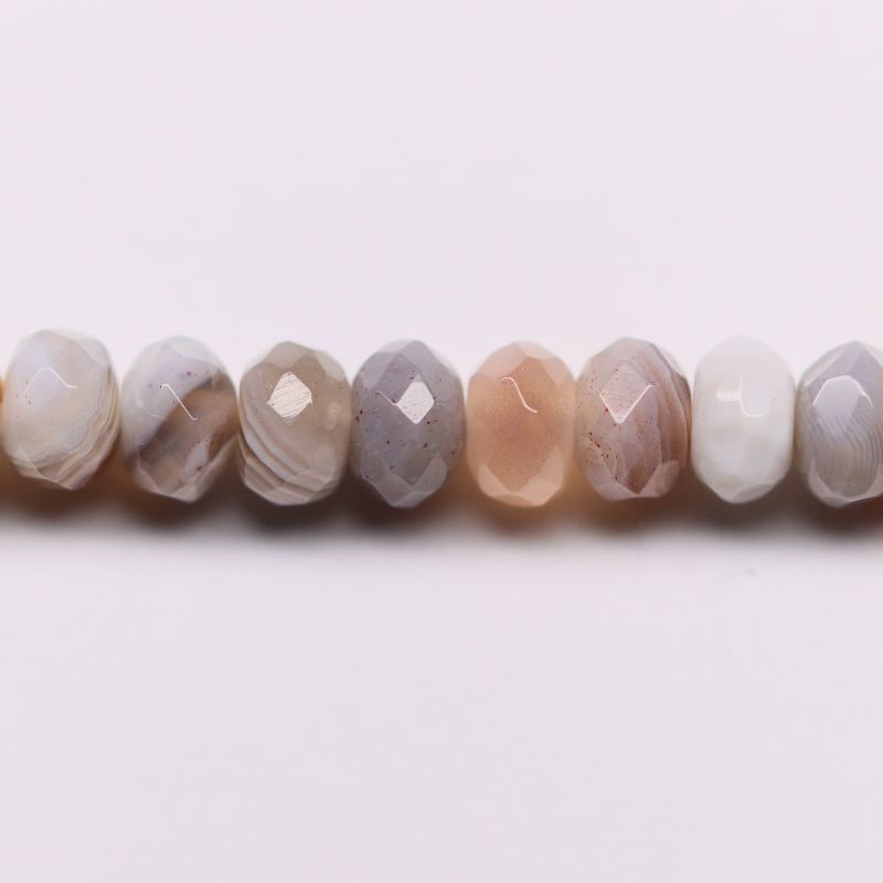 BOTSWANA AGATE 6MM FACETED STRING FANCY ROUND