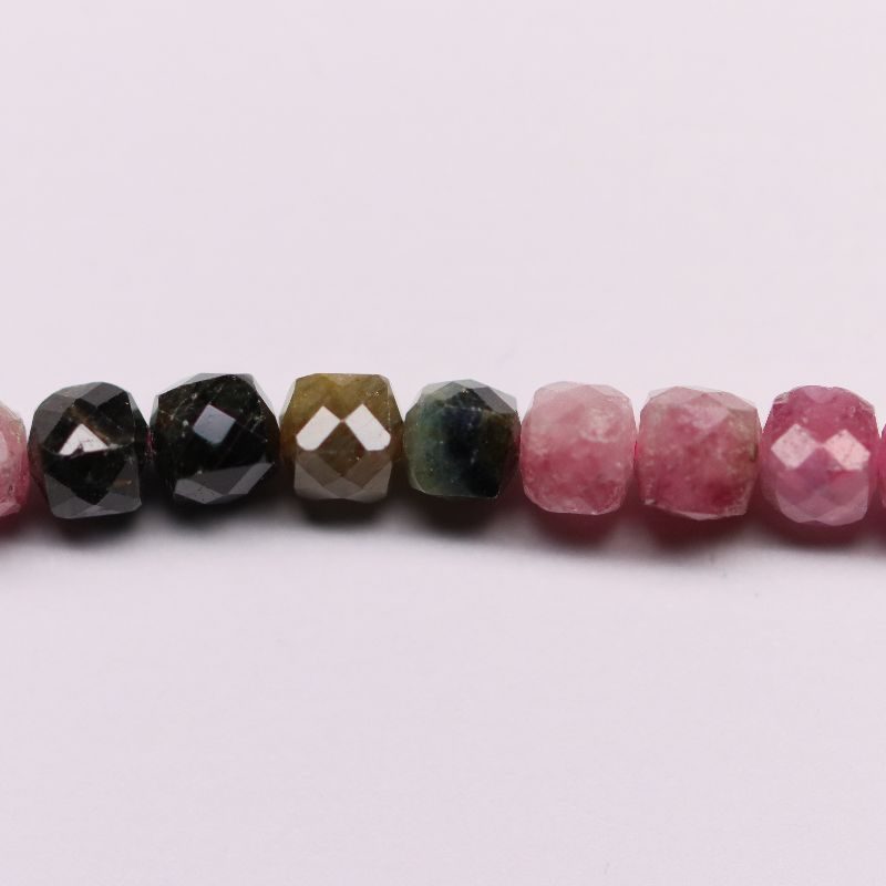 MIX TOURMALINE 4MM FACETED STRING FANCY ROUND