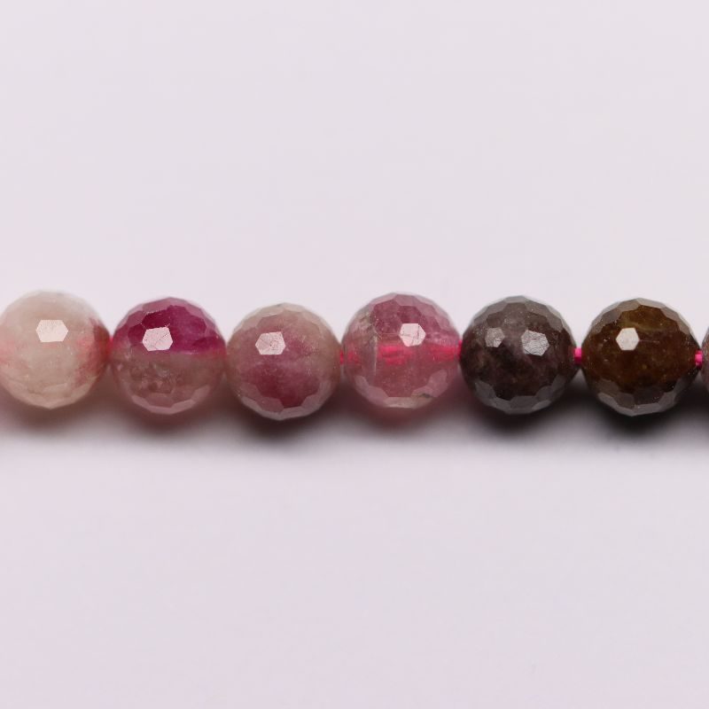 MIX TOURMALINE 5MM FACETED STRING FANCY ROUND