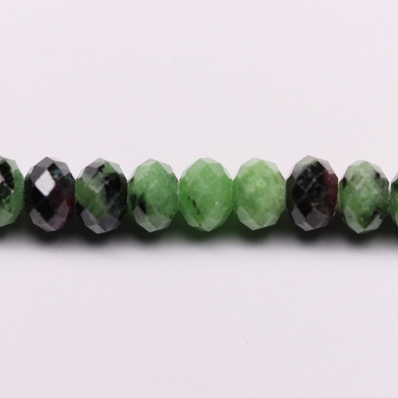 ZOISITE WITH RUBY 6MM FACETED STRING FANCY ROUND
