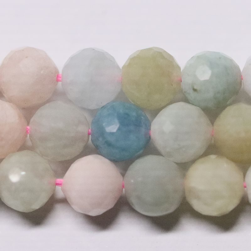 BERYL 7.5MM 40CM FACETED STRING ROUND BEAD