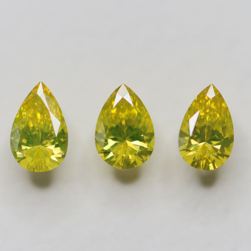 YELLOW DIAMOND FACETED 6X4 PEAR 0.96CT SET OF 3