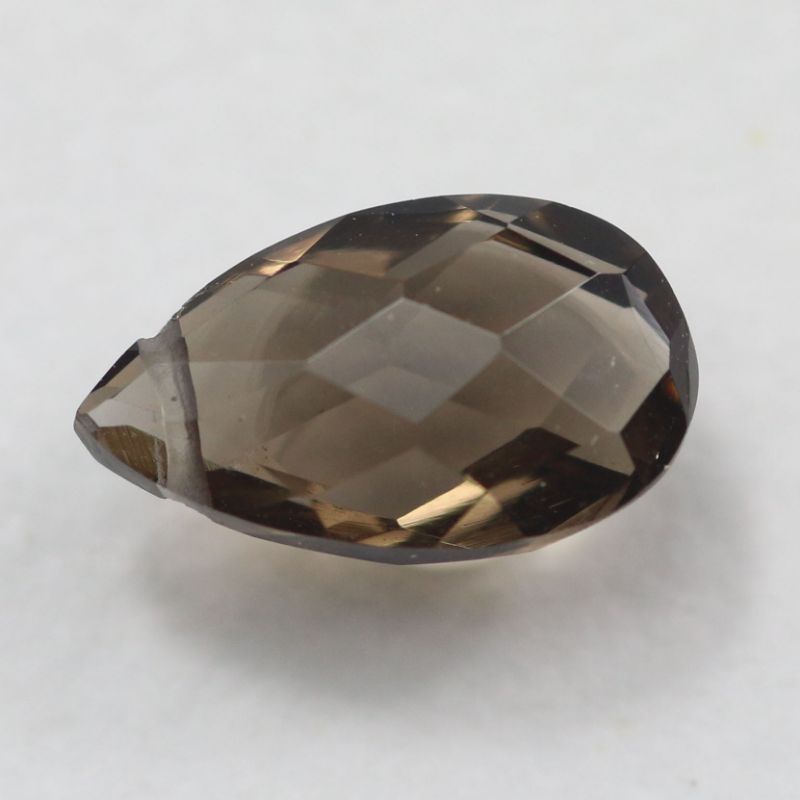 10X6 FACETED PEAR BRIOLETTE SIDE DRILLED SMOKEY QUARTZ