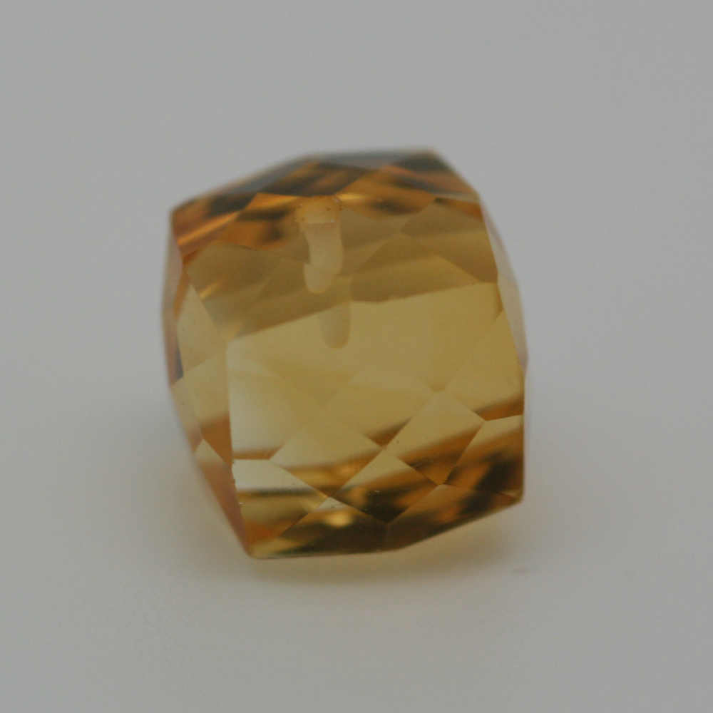 8MM FACETED HALF DRILLED CUBE CITRINE 