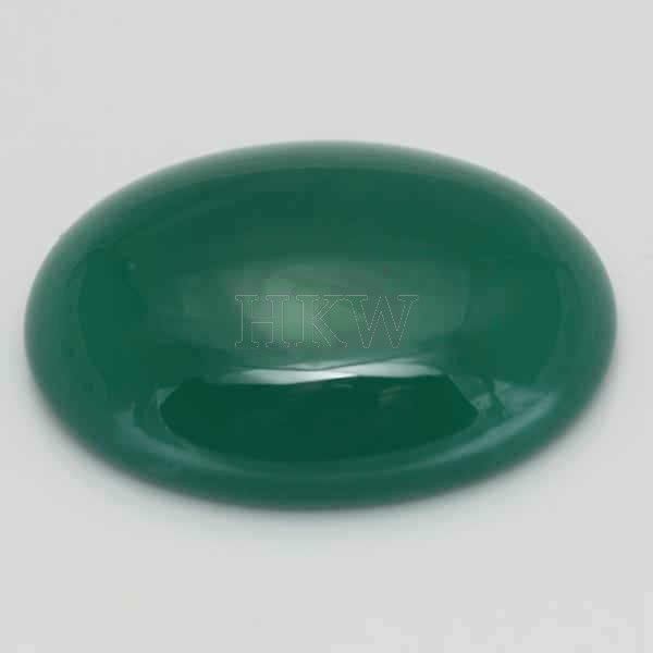 16X12 OVAL CABOCHON GREEN AGATE