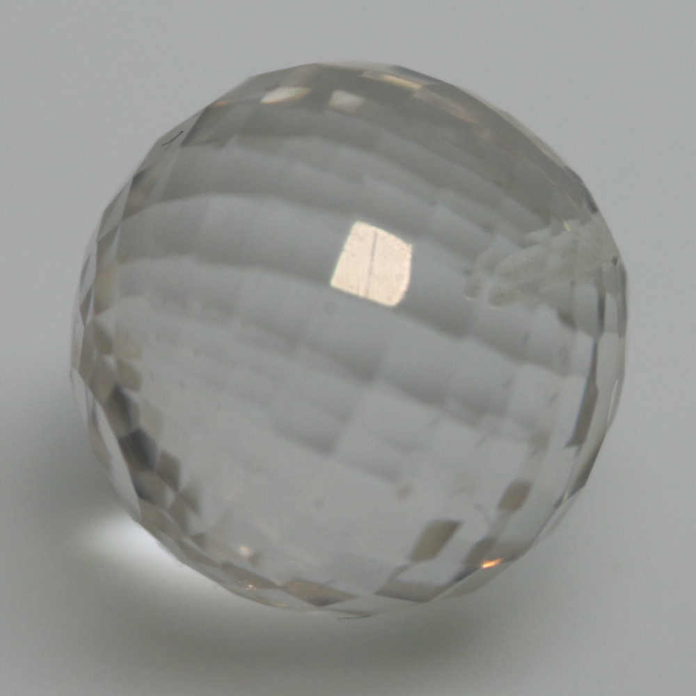 8MM BEAD ROCK CRYSTAL HALF DRILLED FACETED