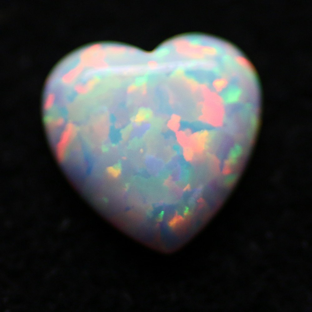 12MM HEART SYNTHETIC OPAL WHITE