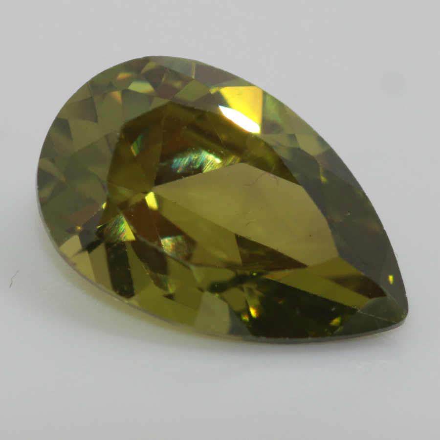 9X6 CUBIC ZIRCONIA OLIVE GREEN PEAR