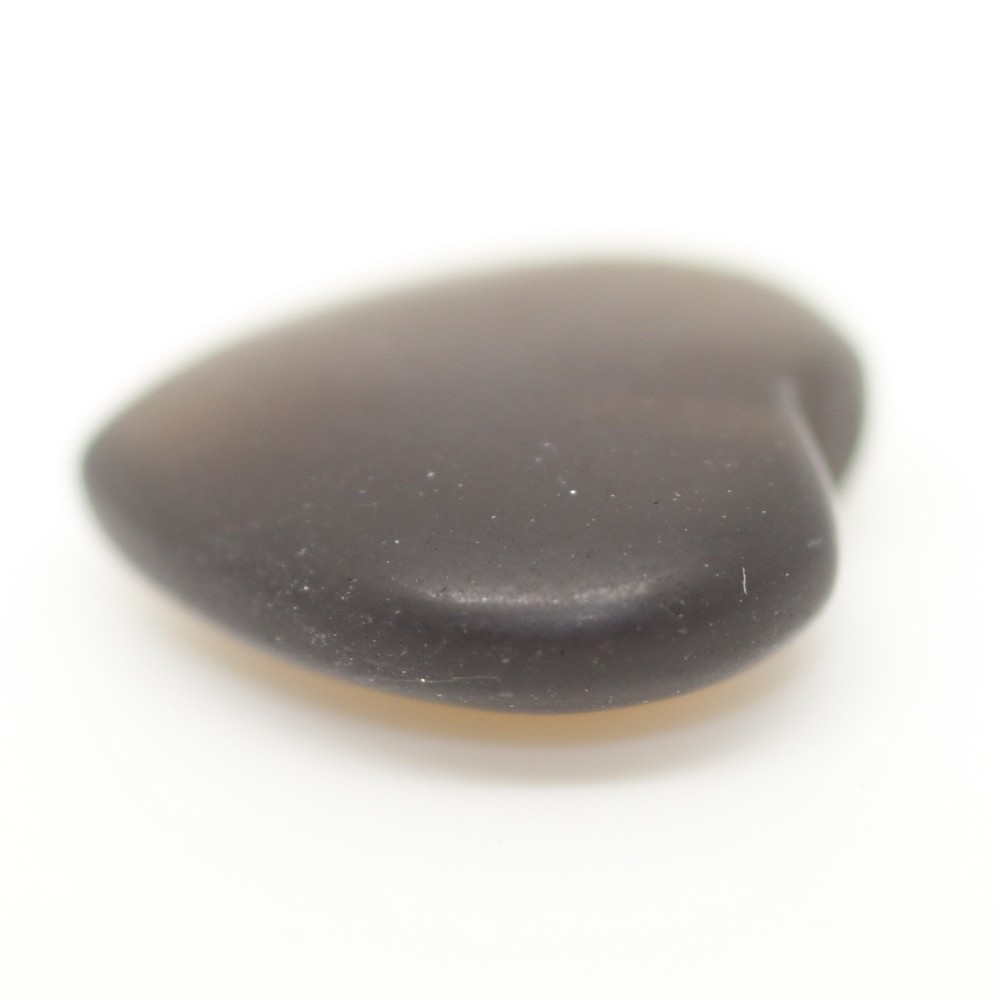 15MM PUFF HEART FROSTED SMOKY QUARTZ