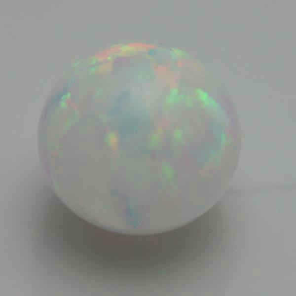 8MM HALF DRILLED BEAD SYNTHETIC OPAL WHITE